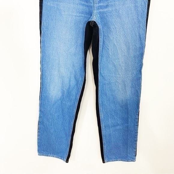 Pacsun 27 90s Boyfriend High Rise Jeans Blue Black Two Tone Paneled Straight Leg - Picture 5 of 12